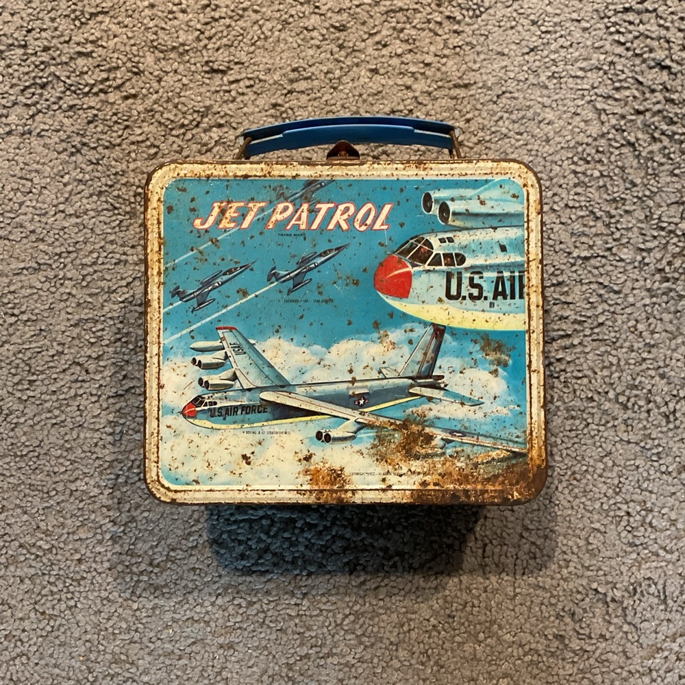 Jet Patrol Vintage Aladdin 1957 Metal Lunchbox Lunch Box Jets Airplanes y2K